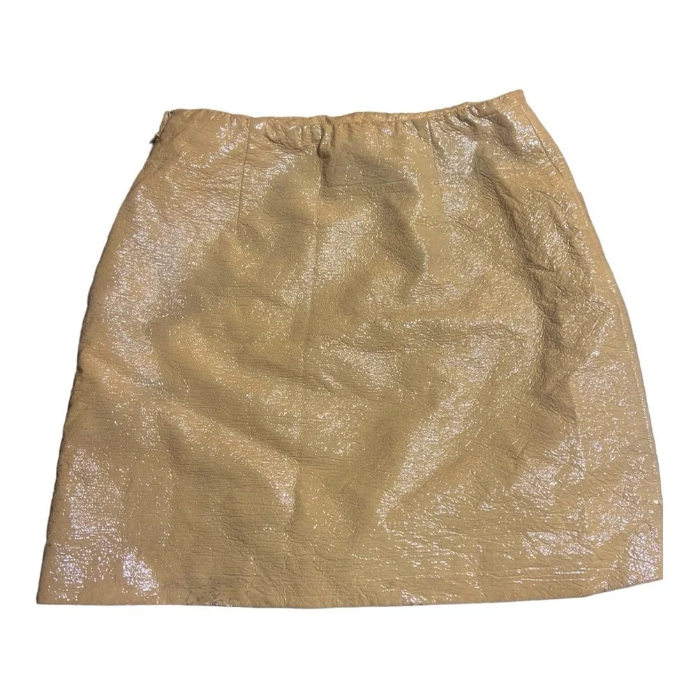 BA&SH Misty Mini Skirt Noisette Tan Sz M Vegan Leather Back to School Fall